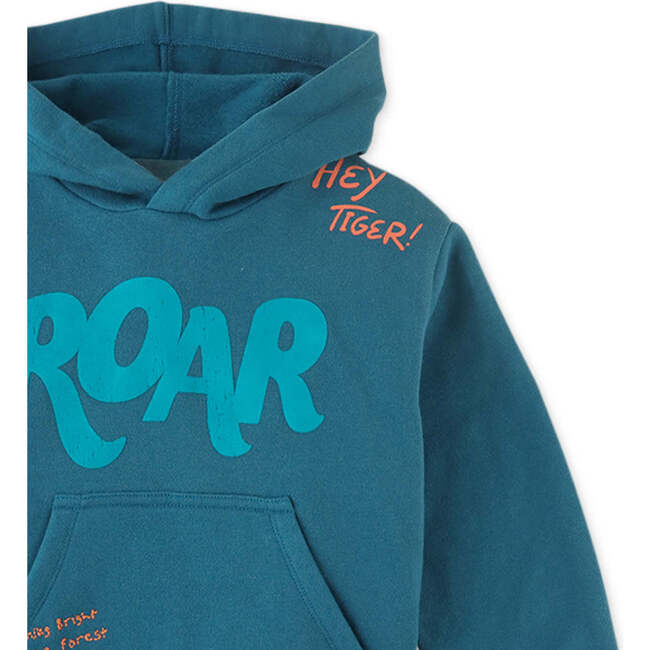 Roar Flock Print Fleece Jersey Hood Pullover, Blue - Sweaters - 3