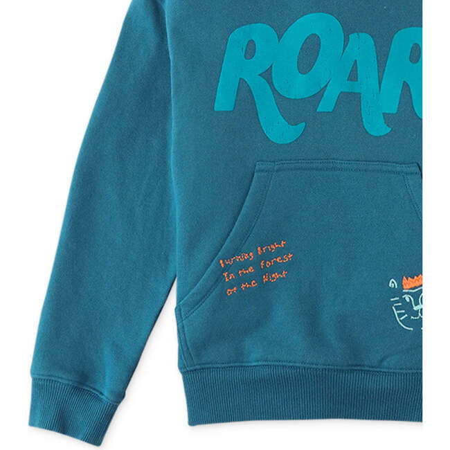 Roar Flock Print Fleece Jersey Hood Pullover, Blue - Sweaters - 4