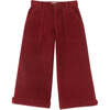 Girls High Rise Wide Leg Patch Pocket Corduroy Pants, Red - Pants - 1 - thumbnail