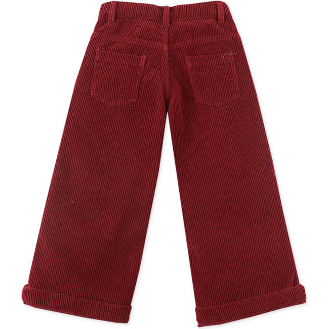 Girls High Rise Wide Leg Patch Pocket Corduroy Pants, Red - Pants - 2