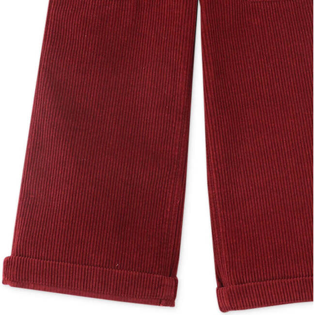 Girls High Rise Wide Leg Patch Pocket Corduroy Pants, Red - Pants - 4