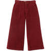 Girls High Rise Wide Leg Patch Pocket Corduroy Pants, Red - Pants - 5