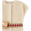 Girls Faux Shearling Gilet And Faux Leather Belt Bag, Beige - Vests - 3