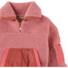 Girls Faux Shearling Contrast Zipper Pullover, Pink - Sweaters - 3