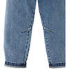 Girls Denim Elastic Waist Balloon Fit Pants, Blue - Pants - 4