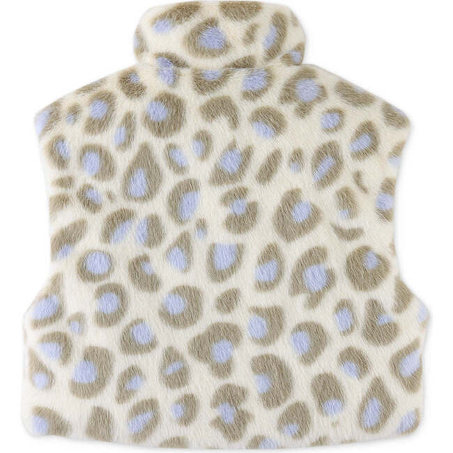 Girls Animal Fur Print Stand Collar Sleeveless Zipper Vest, Multicolors - Vests - 2