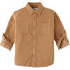 Fox Tape Applique Long Sleeve Fine Corduroy Shirt, Yellow - Shirts - 1 - thumbnail