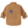 Fox Tape Applique Long Sleeve Fine Corduroy Shirt, Yellow - Shirts - 2