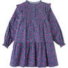 Floral Print Ruffle Detail Long Sleeve Dress, Purple - Dresses - 1 - thumbnail