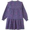 Floral Print Ruffle Detail Long Sleeve Dress, Purple - Dresses - 2