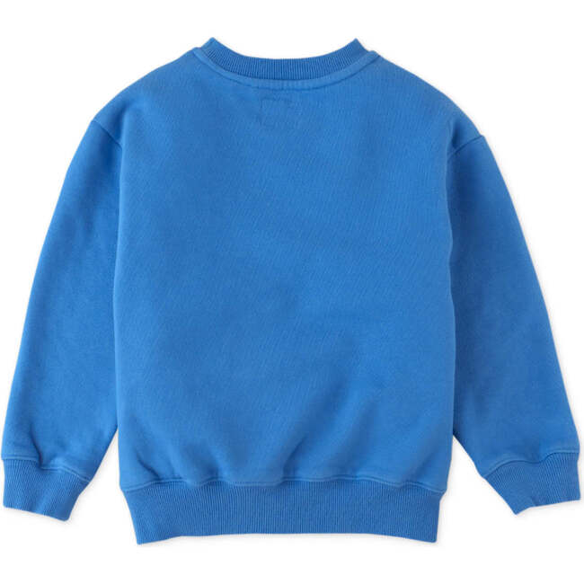 Fox Flock & Chenille Embroidered Jersey Fleece Pullover, Blue - Sweaters - 2