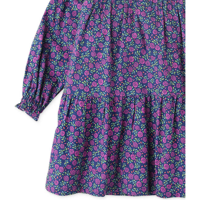 Floral Print Ruffle Detail Long Sleeve Dress, Purple - Dresses - 4