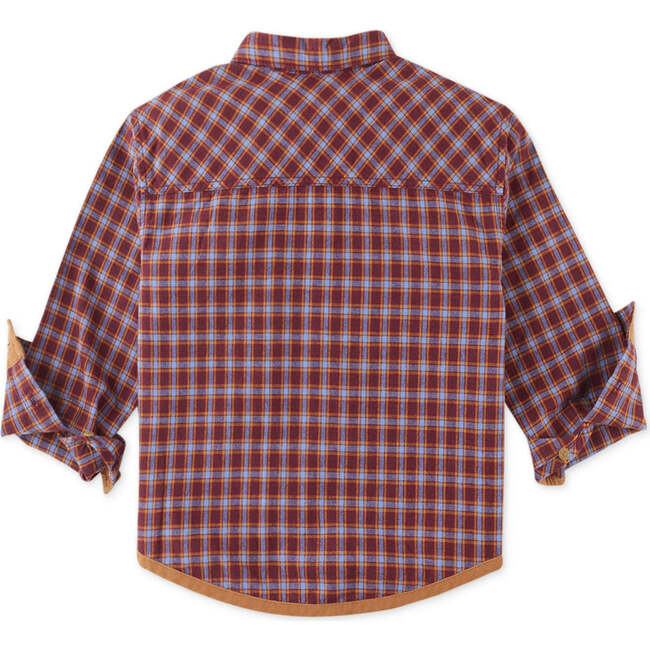 Checkered Woven Long Sleeve Fine Corduroy Shirt, Red - Shirts - 2