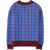 Boys Grids Knit Fox Head Intarsia Print Button-Up Cardigan, Blue - Cardigans - 2