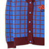 Boys Grids Knit Fox Head Intarsia Print Button-Up Cardigan, Blue - Cardigans - 4