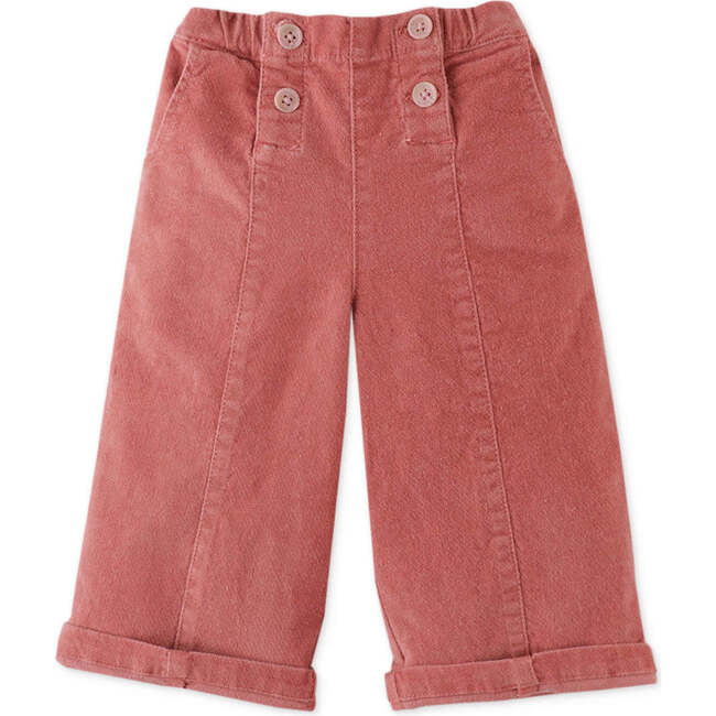 Baby Girls Velvet Sailor Pocket Pants, Tan