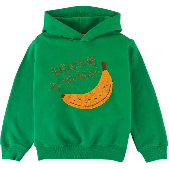 Banana Chenille Applique Fleece Jersey Hood Pullover, Green