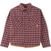 Checkered Woven Long Sleeve Fine Corduroy Shirt, Red - Shirts - 5