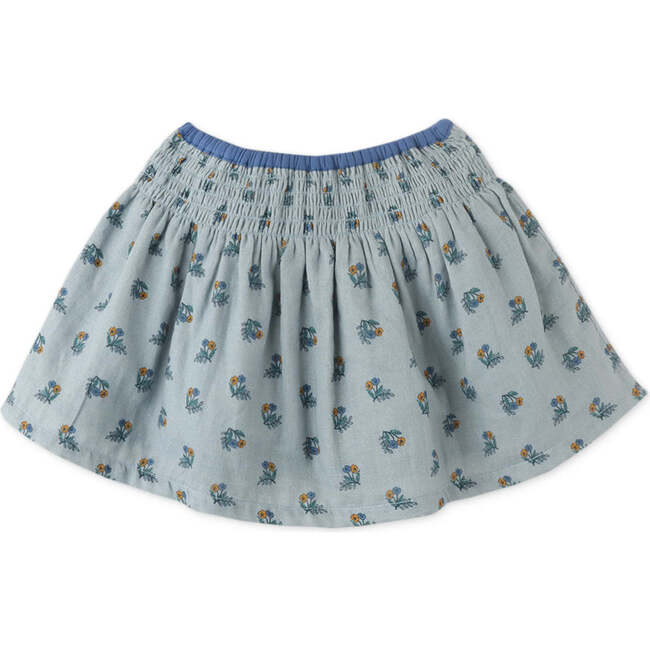 Baby Girls Smocked Contrast Binding Skirt, Blue - Skirts - 1