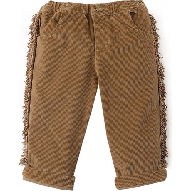 Baby Girls Side Fringe Straight Leg Pull-On Pants, Brown - Pants - 1