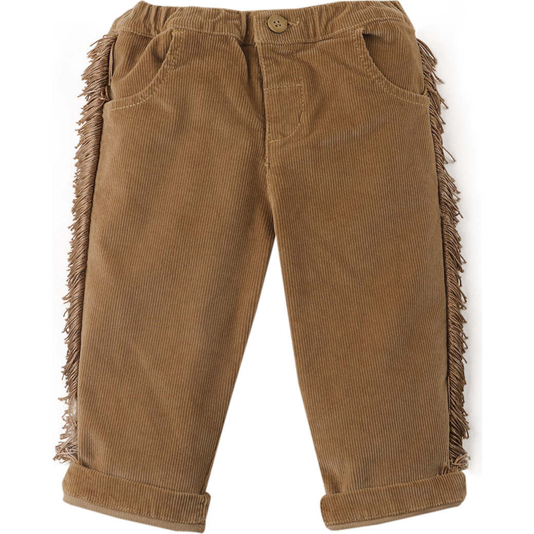 Baby Girls Side Fringe Straight Leg Pull-On Pants, Brown - Pants - 1