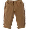 Baby Girls Side Fringe Straight Leg Pull-On Pants, Brown - Pants - 1 - thumbnail