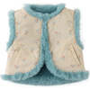 Baby Girls Reversible Faux Fur Sleeveless Gilet, Blue - Vests - 1 - thumbnail