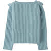 Baby Girls Ribbed Knit Ruffle Detail Long Sleeve Blouse, Blue - Blouses - 2