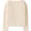 Baby Girls Ribbed Knit Ruffle Detail Long Sleeve Blouse, Cream - Blouses - 2