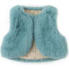 Baby Girls Reversible Faux Fur Sleeveless Gilet, Blue - Vests - 2