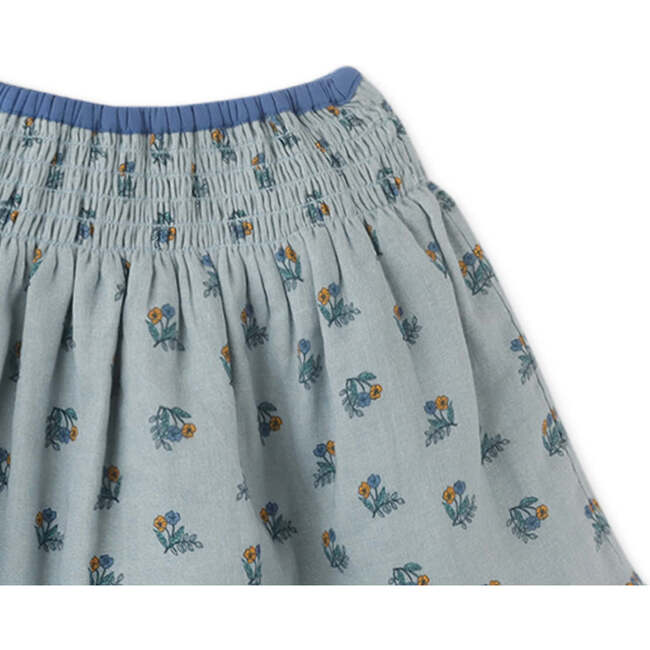 Baby Girls Smocked Contrast Binding Skirt, Blue - Skirts - 3