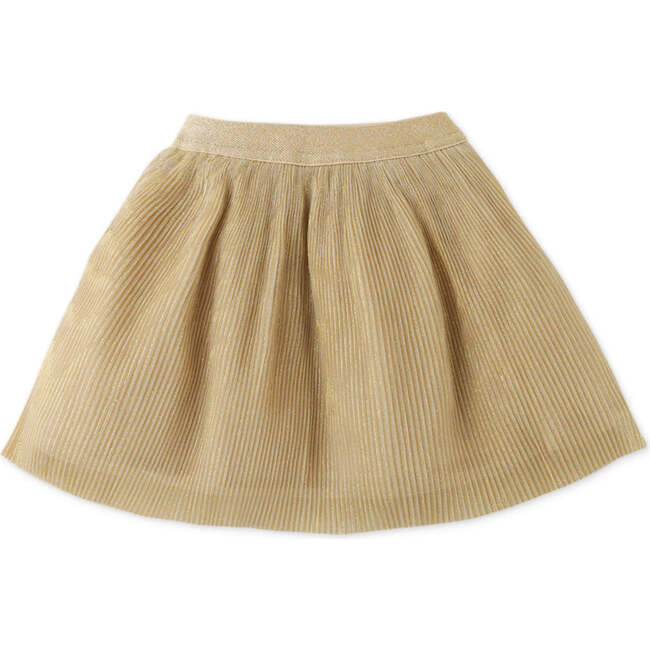 Baby Girls Gold Pleat Tulle Skirt, Beige - Skirts - 1