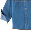 Light Wash Denim Long Sleeve Western Shirt, Blue - Shirts - 4