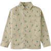 Monkey Print Long Sleeve Soft Twill Shirt, Beige - Shirts - 5