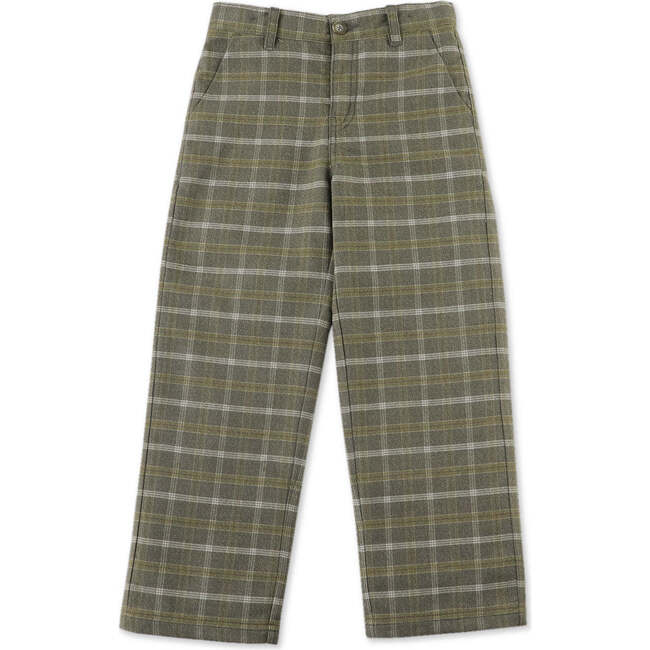 Plaid Loose Fit Pocket Pants, Green - Pants - 5