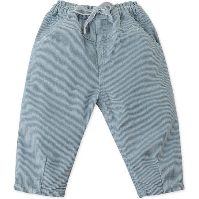 Baby Girls Front Yoke Balloon Fit Corduroy Pull-On Pants, Blue - Pants - 1