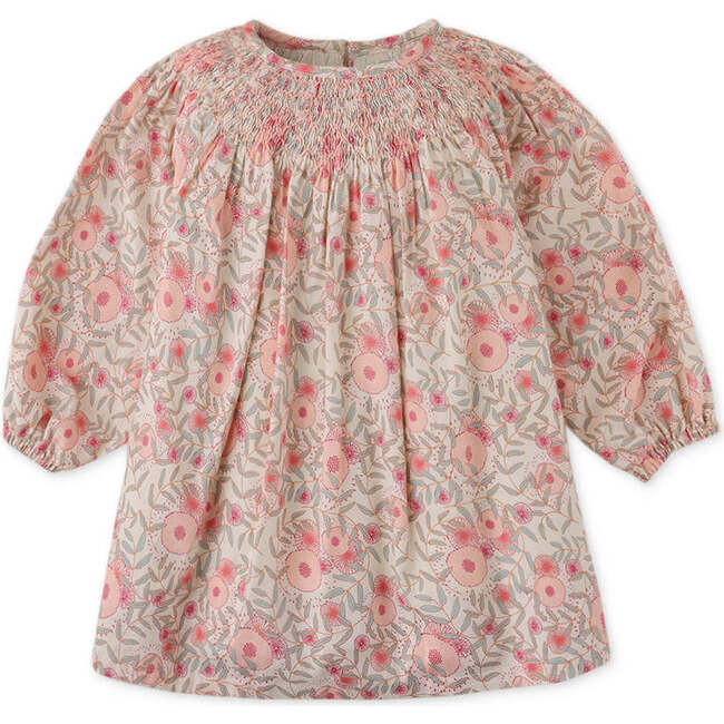 Baby Girls Floral Print Smocked Long Sleeve Dress, Multicolors