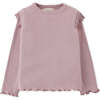 Baby Girls Fringe Detail Long Sleeve Ribbed Top, Purple - Blouses - 1 - thumbnail