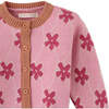 Baby Girls Floral Jacquard Long Sleeve Button-Up Cardigan, Pink - Cardigans - 3