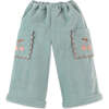 Baby Girls Cherry Embroidery Pocket Pull-On Cargo Pants, Blue - Pants - 1 - thumbnail