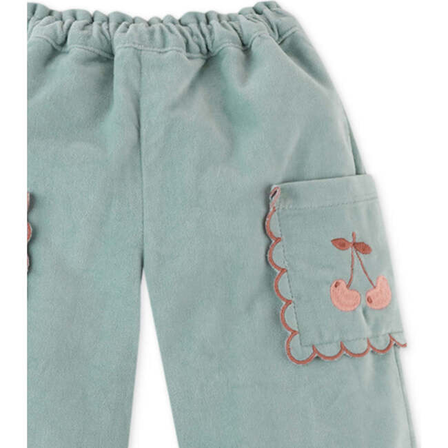 Baby Girls Cherry Embroidery Pocket Pull-On Cargo Pants, Blue - Pants - 3