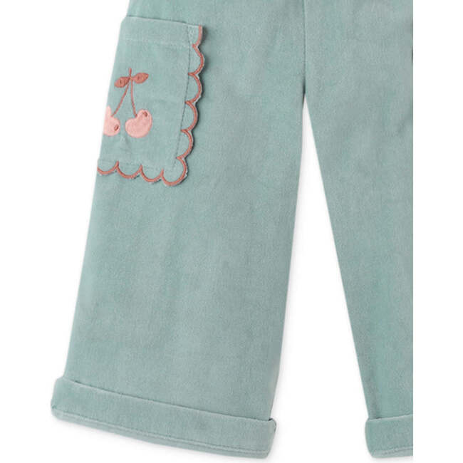 Baby Girls Cherry Embroidery Pocket Pull-On Cargo Pants, Blue - Pants - 4