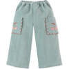 Baby Girls Cherry Embroidery Pocket Pull-On Cargo Pants, Blue - Pants - 5