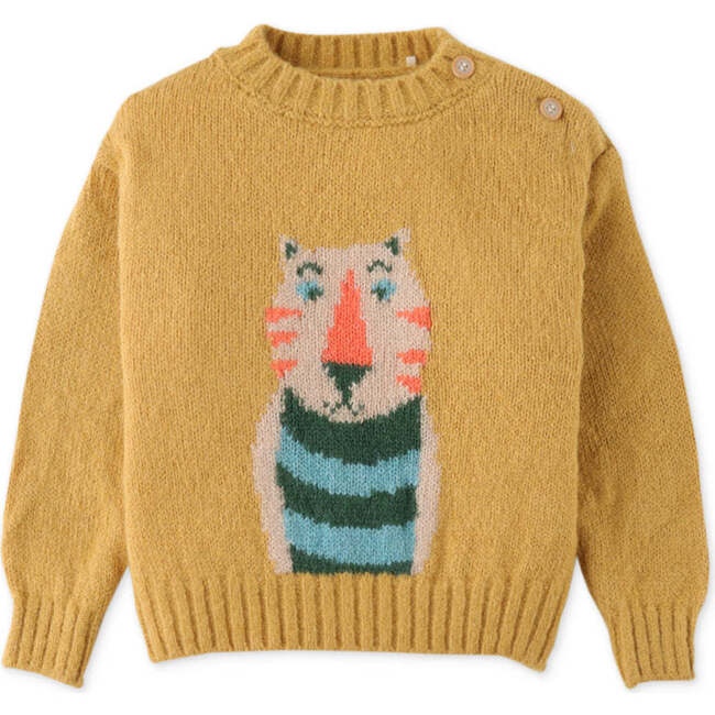 Baby Boys Tiger Intarsia Print Pullover Sweater, Yellow