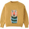 Baby Boys Tiger Intarsia Print Pullover Sweater, Yellow - Sweaters - 1 - thumbnail