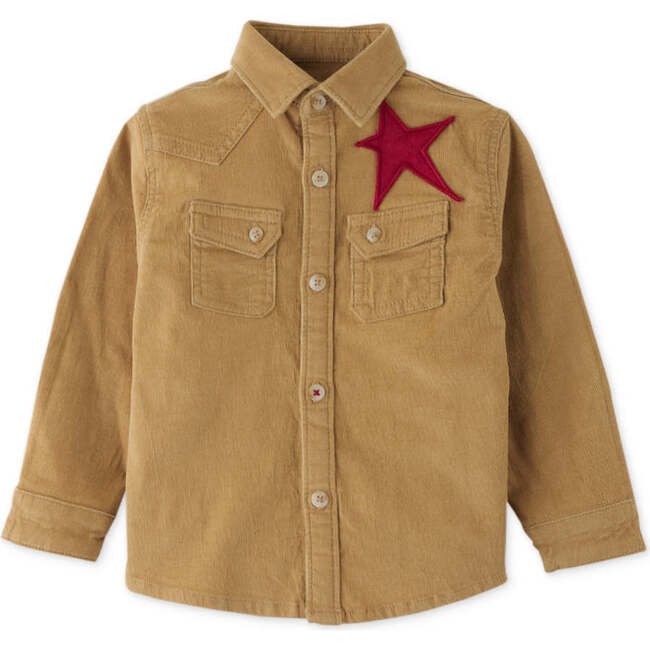 Baby Boys Star Patch Fine Corduroy Shirt, Brown - Shirts - 5