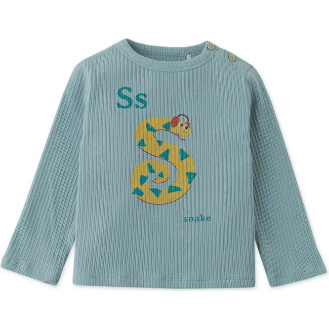 Baby Boys S For Snake Print Ribbed Long Sleeve T-Shirt, Green