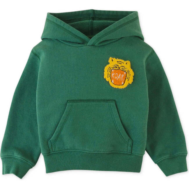 Baby Boys Roar Tiger Chenille Applique Fleece Hood Pullover, Green