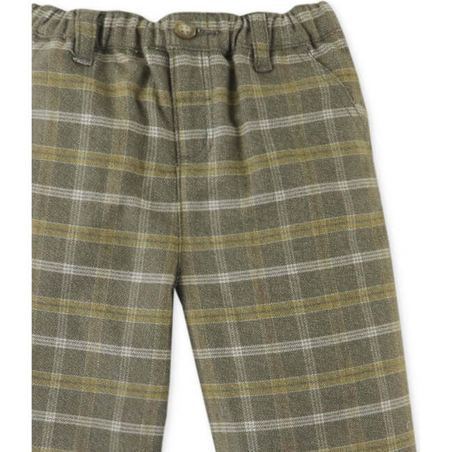 Baby Boys Plaid Elastic Waist Button Pants, Green - Pants - 3