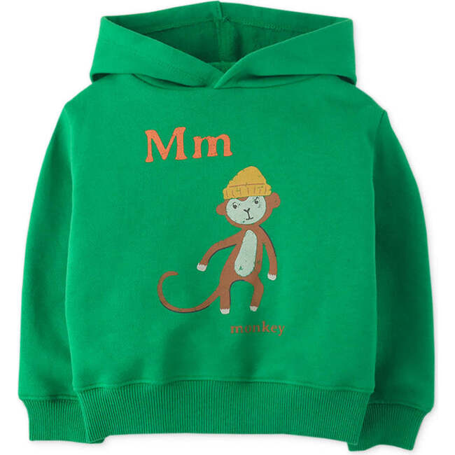 Baby Boys M For Monkey Print Jersey Fleece Hood Pullover, Green - Sweaters - 1